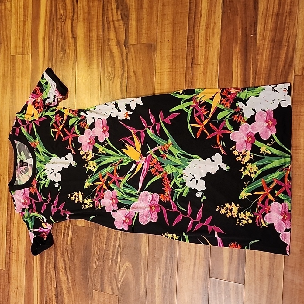 G.I.L.I. Black Floral Dress with Pink and Green